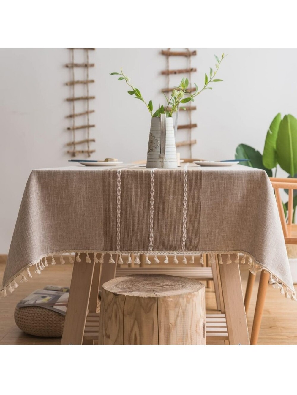 Linen Table Cloth Waterproof Cotton  Farmhouse Rustic Boho Tablecover 55x102 New